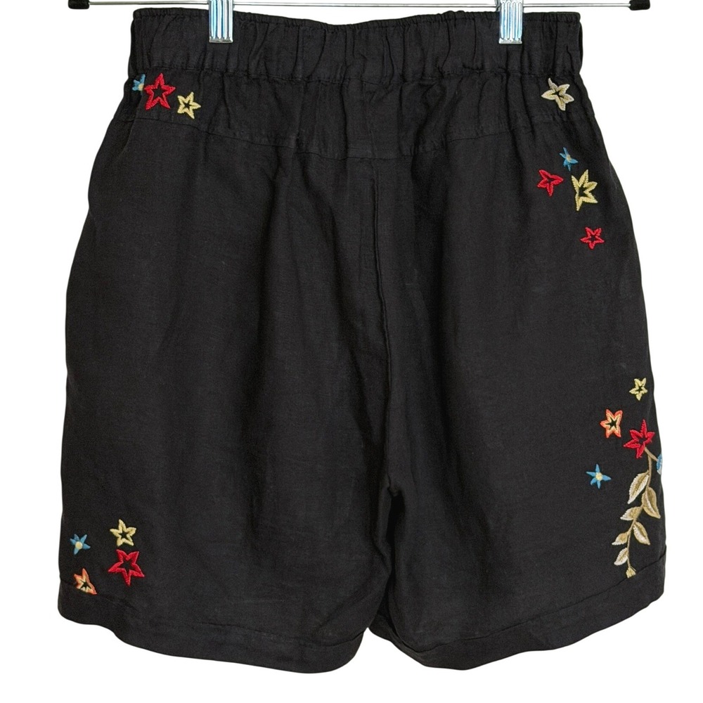 Johnny Was Los Angeles Linen Embroidered Floral Shorts Womens Small Boho - Picture 2 of 13